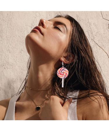 CALLARON 8 Pcs Polymer Clay Earrings Large Dangle Earrings for Women Creative Earrings Silver Hoop Earrings for Women Chunky Women Earrings Lollipops European and American Cane 3X5.3CMx2pcs Assorted Color 2x2pcs - Buy Online on GoSupps.com