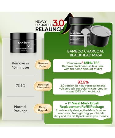  LANBENA LANBENA 60 Pcs Bamboo Charcoal Pore Strips (30g) with Blackhead Puller Black Head Puller Blackhead Remover Kit Blackhead Reshifting Kit Nose Strips for Blackhead - Buy Online on GoSupps.com