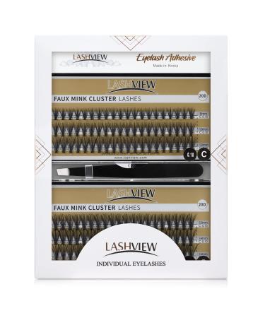 LASHVIEW DIY Eyelash Extension Kit, Cluster Eyelash Extensions, Individual Lashes Kit,Individual Lashes with Glue and Tweezers 0.10 20D 8-14mm - Buy Online on GoSupps.com