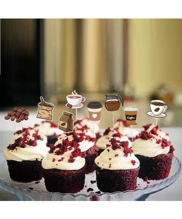 36pcs Coffee Happy Birthday Cupcake Toppers Drink Food Kitchen Theme Cupcake Dessert Muffin Food Cake Picks Baby Shower Boys Girls Happy Birthday Party Supplies - Buy Online on GoSupps.com
