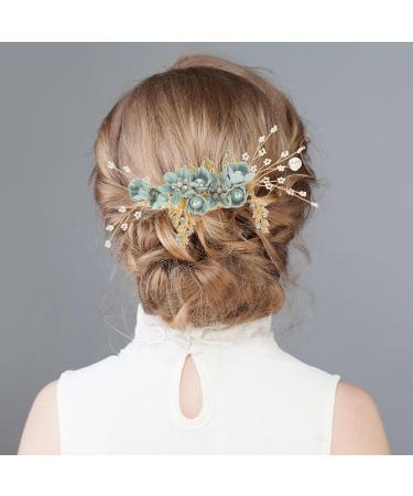 Healeved Crystal Flower Wedding Hair Comb - Hair Combs Hair Accessories for Women Green Bridesmaid Bridal Hair Accessories for Wedding Prom Birthday Party - Hair Accessories Wedding Guest - Buy Online on GoSupps.com