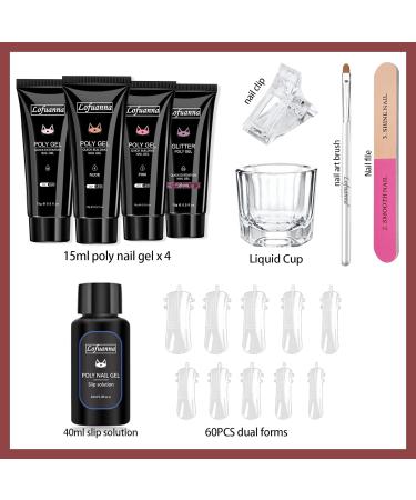 Lofuanna Poly Gel Nail Kit - 4 Colors | Professional DIY Poly Extension Gel Nail Kit for Beginners | Includes Nail Forms & Slip Solution | Builder Gel Poly Gel Kit - SET 3 - Buy Online on GoSupps.com
