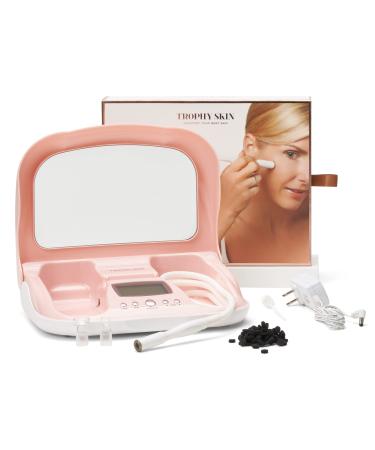 Trophy Skin MicrodermMD - At Home Microdermabrasion Kit - Anti Aging and Acne Treatment - Contains Real Diamond and Pore Extractor Tips to Rejuvenate Skin and Reduce Acne Scars - Blush