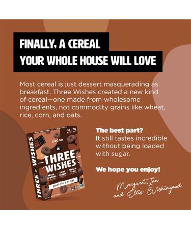 Three Wishes Cocoa Protein Breakfast Cereal 6-Pack - High Protein, Low Sugar, Vegan, Kosher, Grain-Free, Dairy-Free, Non-GMO - 8.6 Ounce (Pack of 6) - Buy Online on GoSupps.com