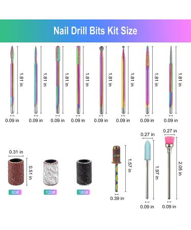 BBKON Professional Tungsten Carbide Nail Drill Bits Set - 10pcs Bits, 30pcs Sanding Bands & Replacement Mandrel for Acrylic Nails Removal & Manicure Shaping - Home & Salon Use - Buy Online on GoSupps.com