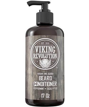 Viking Revolution Beard Conditioner w/ Argan & Jojoba Oils - Softens & Strengthens - Natural Peppermint and Eucalyptus Scent - 17oz - Buy Online on GoSupps.com
