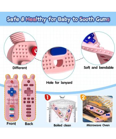 Scuwtocn Silicone Teether Toys for Baby 6-12 Months | Remote Control Shape | Textured Soft Flexible Sensory Gum Soothing | Pink - Buy Online on GoSupps.com