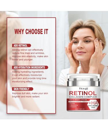 Tongyend Collagen Retinol Hyaluronic Acid Cream Retinol Cream for Face Face Moisturizer for Women Day and Night Cream Instant Face Lift Cream Anti Aging Face Lifting Skin Fix Anti Wrinkle 50ml - Buy Online on GoSupps.com