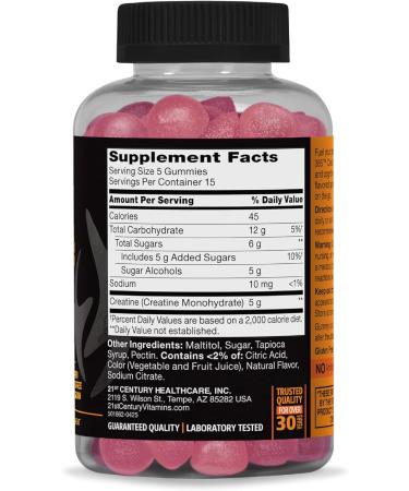 21st Century Full Fuel 365 Creatine Monohydrate Gummies 5g Per Serve Muscle Strength Recovery & Cognitive Support Mixed Berry Flavor 75 Gummies - Buy Online on GoSupps.com