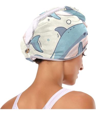 Blue Dolphins Hair Towel 2 Pack | Super Absorbent Quick Dry Hair Turbans for Women & Girls | Perfect Hair Drying Solution - Buy Online on GoSupps.com