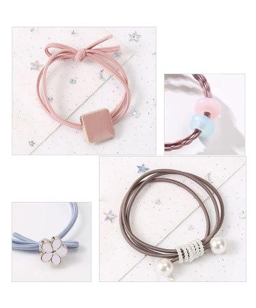 Waibbu Pearl Hair Gum Elastic Tie Set - 24 Colored Metal-Free Hair Ties for Ladies ponytail Holders & Hair Rings - Buy Online on GoSupps.com