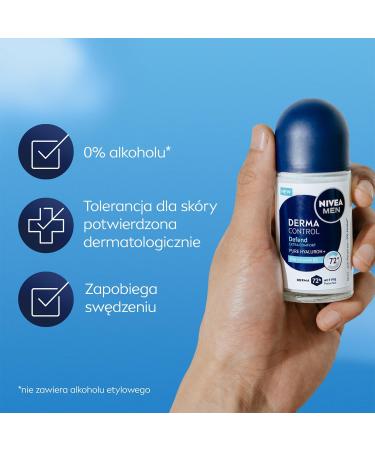 NIVEA MEN Derma Control Defend Anti-transpirant pour Hommes Roll on - Protection 72h avec Acide Hyaluronique et Provitamine B5 50 ml - Buy Online on GoSupps.com