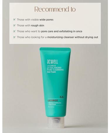 ACWELL Licorice pH Balancing Pore Cleansing Gel Foam - Gentle Hypoallergenic Facial Cleanser for Clear Skin Deep Pore Cleaning with Licorice Extract & LHA 5.4 fl. oz - Buy Online on GoSupps.com