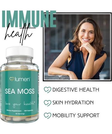 Lumen Naturals Sea Moss for Women with Irish Moss Bladderwrack & BioPerine 2100mg Per Serving 180 Capsules 60 Servings Non-GMO Vegan & Gluten-Free (180 Count (Pack of 1)) - Buy Online on GoSupps.com