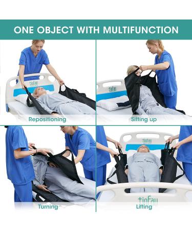 Multipurpose Waterproof Transfer Sheet 45 X 36 with Reinforced Handle - Reusable Washable Patient Positioning Pad for Bedridden Care - Black - Buy Online on GoSupps.com