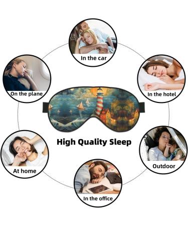 SSIMOO Seaside Lighthouse Soft Sleep Eye Mask | Breathable Eye Patch for Women | Perfect for Travel & Relaxation - Black - Buy Online on GoSupps.com