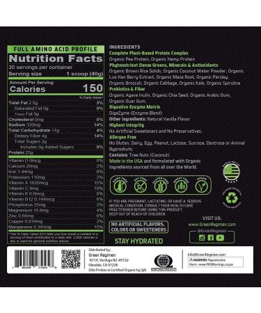 Organic Plant Based Vanilla Protein Powder - Muscle Recovery & Meal Replacement Shake - USDA Organic, Non-GMO, Dairy-Free - Vegan - 30 Servings, 2.64 lb - Buy Online on GoSupps.com