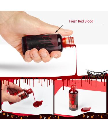 UNIMEIX 2 OZ Fake Blood Makeup Kit - Washable SFX Stage Blood for Halloween Zombie & Vampire Cosplay Parties - Buy Online on GoSupps.com