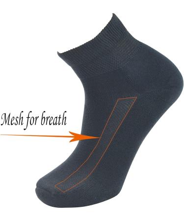 Yomandamor Non-binding Diabetic Ankle Socks for Men - 5 Pairs, Seamless Cushioned Cotton, Size 10-13, Black - Buy Online on GoSupps.com