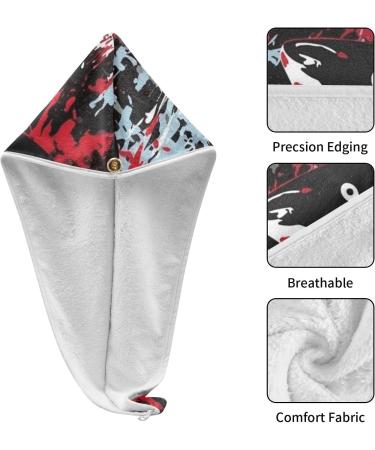 Sharks Red Blood Hair Towel 2 Pack - Super Absorbent Quick Dry Hair Turbans with Button Twisty Wrap for Women & Girls | Perfect Hair Drying Solution - Buy Online on GoSupps.com