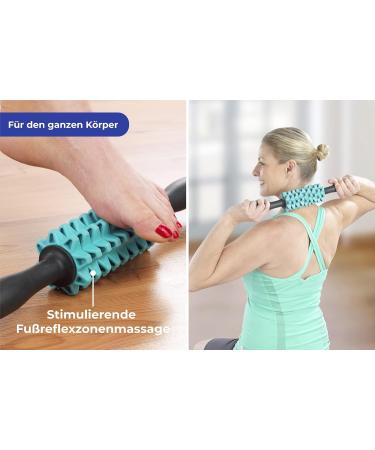 Maximex 2-in-1 Fascia & Massage Scooters 9 Independent Massage Rollers EVA Turquoise 7x41x7 cm | International Shipping - Buy Online on GoSupps.com