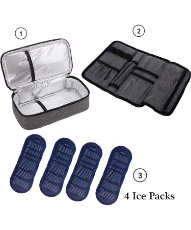 ALLCAMP Insulin Cooler Travel Case - Diabetic Medication Cooler with 4 Ice Pack - Portable & Reusable Grey - Medium Size - Buy Online on GoSupps.com