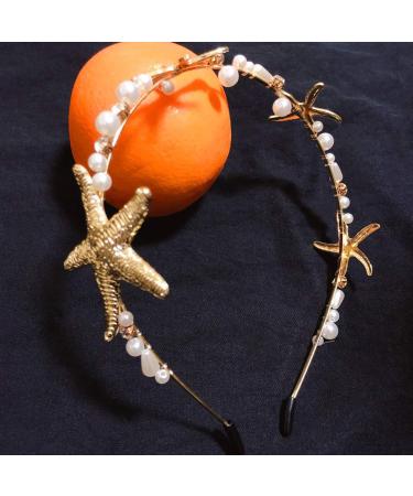 Minkissy Sea Star Hair Hoop with Pearl Design - Attractive Alloy Headband for Wedding Headdress - Buy Online on GoSupps.com