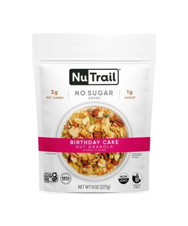 NuTrail Nut Granola, Birthday Cake, No Sugar Added, Gluten Free, Grain Free, Keto, Low Carb, Healthy Breakfast Cereal 8 oz. 1 Count 1 Count (Pack of 1)