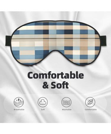 SSIMOO Double-Sided Eye Mask - Blue Beige Square Pattern | Soft Lightweight & Light Blocking for Better Sleep Quality - Buy Online on GoSupps.com