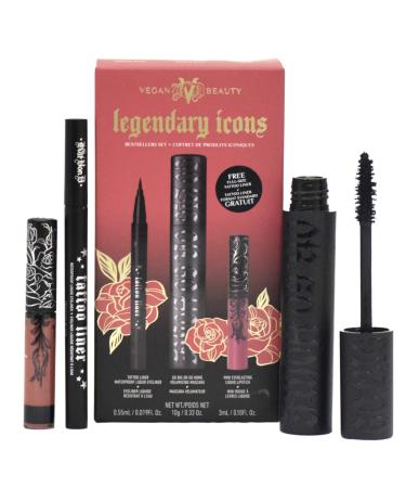 Kat Von D Vegan Beauty Legendary Icons 3-Piece Set (10ml Mascara+0.55ml Tottoo Liner+3ml Liquid Lipstk)