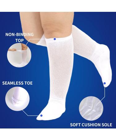 BampooPanPa Diabetic Bamboo Socks - 4 Pairs, No-Binding Top, Seamless Toe, Over The Calf, Cushioned Sole - Women & Men (2 White/2 Black) - Size 9-11 - Buy Online on GoSupps.com