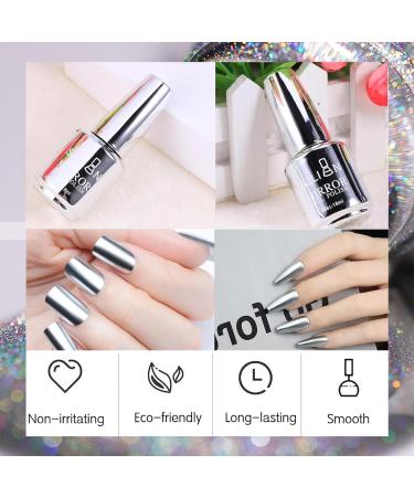 Metal Nail Polish Mirror Effect Quick Drying Metallic Effect Nail Art Polish Gel Nail Polish Silvery Nail Varnish Chrome Nail Art Polish No UV(Silvery) - Buy Online on GoSupps.com