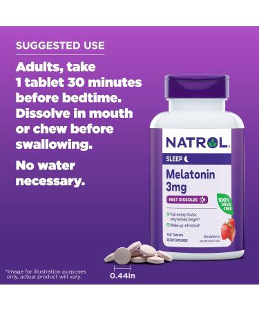 Natrol Melatonin Fast Dissolve Tablets 3mg, 150 Count - Fall Asleep Faster, Stay Asleep Longer, Strengthen Immune System - Buy Online on GoSupps.com