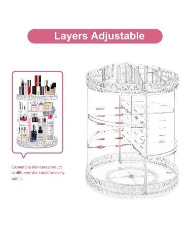 V-Hanver Rotating Makeup Organizer - 7 Layer Adjustable Cosmetic Storage Tray with 4 Holder Rack | Large Capacity Acrylic Display Case for Perfume and Makeup - Buy Online on GoSupps.com