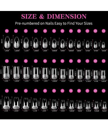 360Pcs MissSix Short Clear Gel Nail Tips - Professional Soft Gel Press On Nails - Almond, Coffin, Square Shape - Full Cover Fake Tips for Acrylic Nails - C-Nail Tips-G1 - Buy Online on GoSupps.com