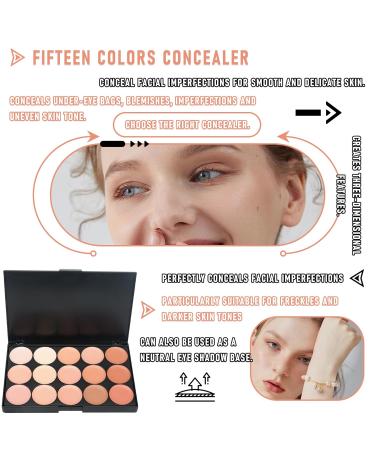 15 Colors Concealer Makeup Palette - Full Coverage Color Corrector & Contour Cream with Foundation Brush | Shop Internationally - Buy Online on GoSupps.com