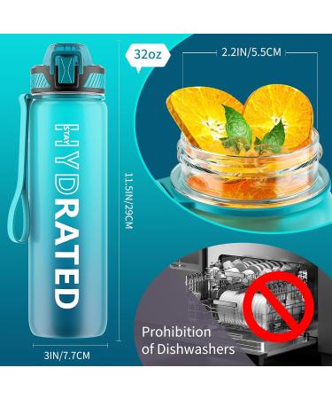 Qlur 1L BPA-Free Tritan Water Bottle with Straw | Time Marked Sports Bottle for Fitness School Yoga & Outdoor | 32oz Dark Blue - Buy Online on GoSupps.com