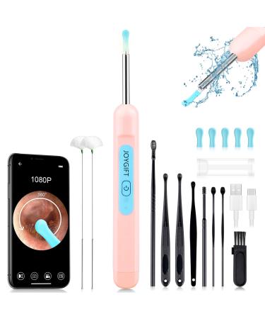 Ear Wax Removal Ear Cleaner with 1080P HD Camera with 6 LED Lights/IP67 Waterproof Lens/8 Traditional Tools Ear Wax Removal Kit Rechargeable Ear Cleaning kit for iOS Android Tablet (Pink07)