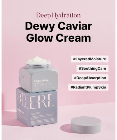 Delere Caviar Glow Dewy Cream | Hydrating Caviar Collagen Cream | Korean Hyaluronic Acid Moisturizer for Radiant Glass Skin 1.7oz - Buy Online on GoSupps.com
