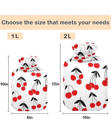 NAANLE Cartoon Cherry Berry Heat Bottle - 1L Transparent Hot Water Bottle for Bed Hand & Foot Warmer Pain Relief & Cold Therapy - Buy Online on GoSupps.com