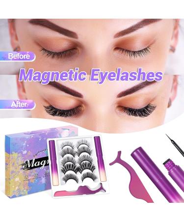 5 Pairs Reusable Magnetic Eyelashes Kit with Eyeliner and Tweezers - 3D Natural Look False Lashes - Easy to Wear - No Glue (Gradient Color) - Buy Online on GoSupps.com