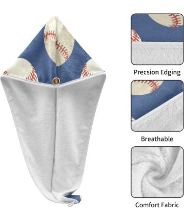 Super Absorbent Baseball Blue Hair Towel 2 Pack - Quick Dry Hair Turbans for Women & Girls | Perfect Hair Drying Solution - Buy Online on GoSupps.com