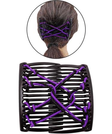 kawehiop Versatile Stretchy Hair Clip Double Slide Combs Creating Chic Bun Updos Purple 1Set 1Set Purple - Buy Online on GoSupps.com