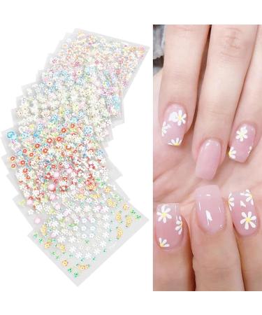 30 Colorful Flower Nail Art Sticker Decals - Self Adhesive 3D Designs with Glitter - Nail Art Supplies for Women - Buy Online on GoSupps.com