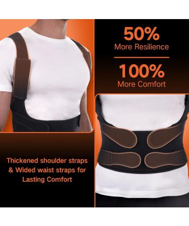 Adjustable Posture Corrector for Men & Women - Full Back Brace for Pain Relief - Scoliosis & Hunchback Support - Large Black - Buy Online on GoSupps.com