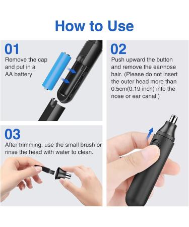 Ear and Nose Hair Trimmer Clipper - Electric Painless Nose Hair Trimmer for Men and Women Battery-Operated Trimmer with IPX7 Waterproof Dual Edge Blades for Easy Cleansing Black Small - Buy Online on GoSupps.com