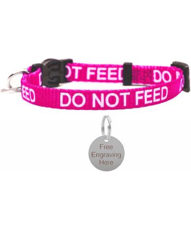 Cat Collar DO NOT Feed in Pink Red Or Blue Safety Release & Optional Engraved ID Tag (Pink 25mm Plain Silver Tag) - Buy Online on GoSupps.com