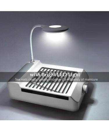 AONOLOVO Nail Dust Collector with Light | Adjustable Suction Extractor for Nails | Salon & Home Use | Cuticle Pusher Kit Included - Buy Online on GoSupps.com