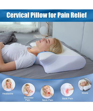 HOMCA Memory Foam Cervical Pillow - 2-in-1 Ergonomic Contour Orthopedic Pillow for Neck Pain Relief - Support for Side, Back, and Stomach Sleepers - White - Buy Online on GoSupps.com