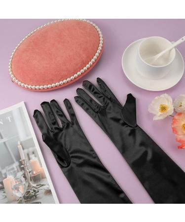 SAVITA 21" Women Long Gloves Long Elbow Satin Gloves Stretchy 1920s Opera Gloves for Women Girls Evening Party Dance Hand Care Moisturizing Black - Buy Online on GoSupps.com